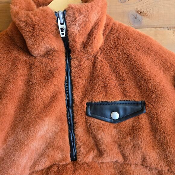 Anthropologie BLANKNYC Cliff Hanger Pull Over Faux Fur Vegan Leather Trim XS - Picture 4 of 8